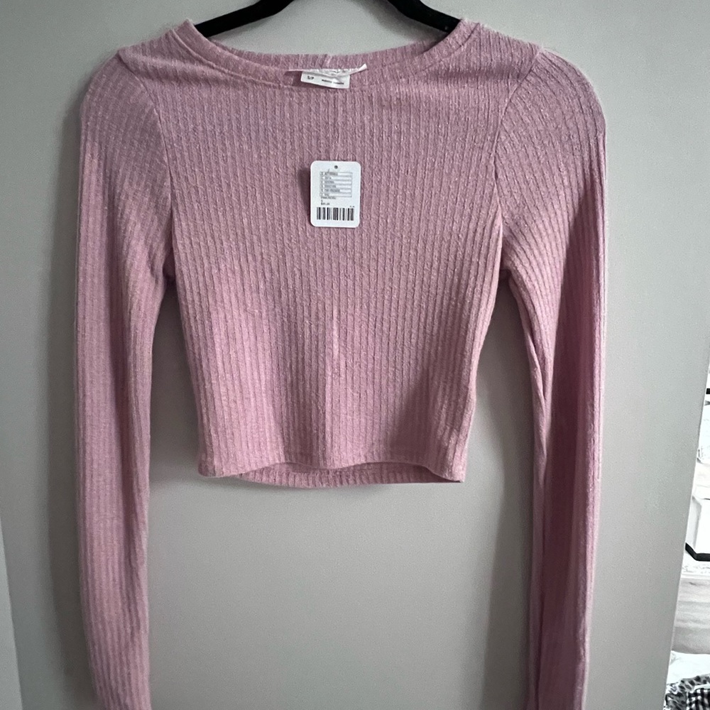 Urban Renewal Pink Ribbed Crop Sweater, Size S, NWT